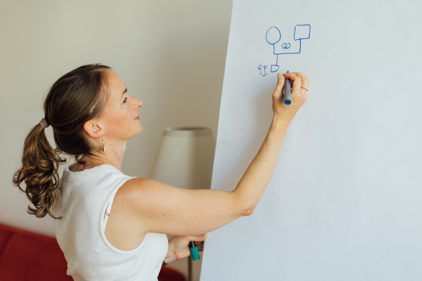 Katharina Pichler zeichnet eine Skizze auf ein Flipchart